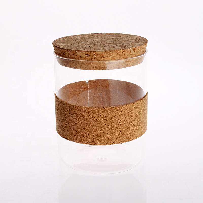High Borosilicate Glass Canister with Cork Lid for Storage