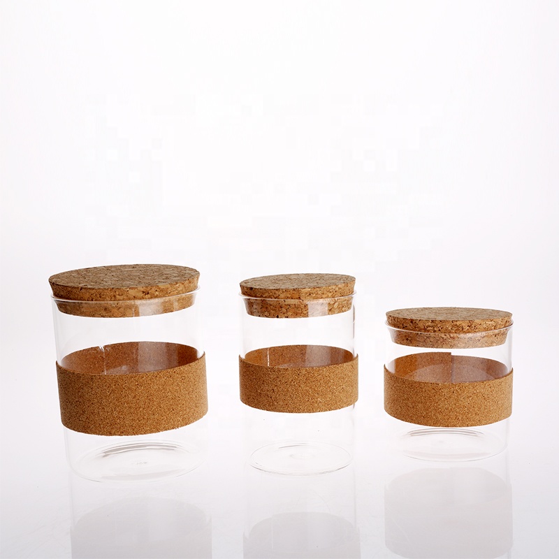 High Borosilicate Glass Canister with Cork Lid for Storage