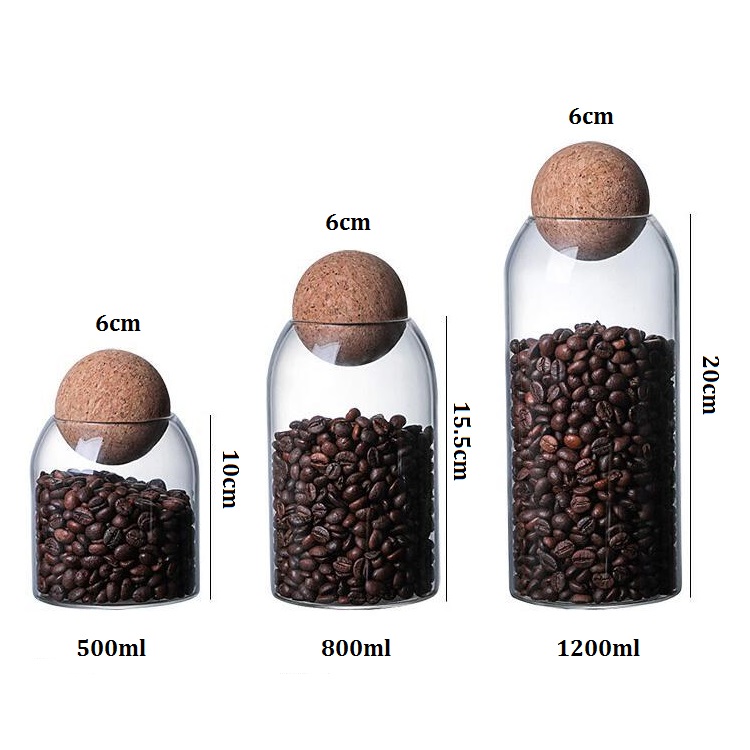 High Borosilicate Glass Food Jar Storage Airtight Glass Bottle Jars with Cork