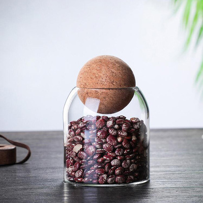 High Borosilicate Glass Food Jar Storage Airtight Glass Bottle Jars with Cork