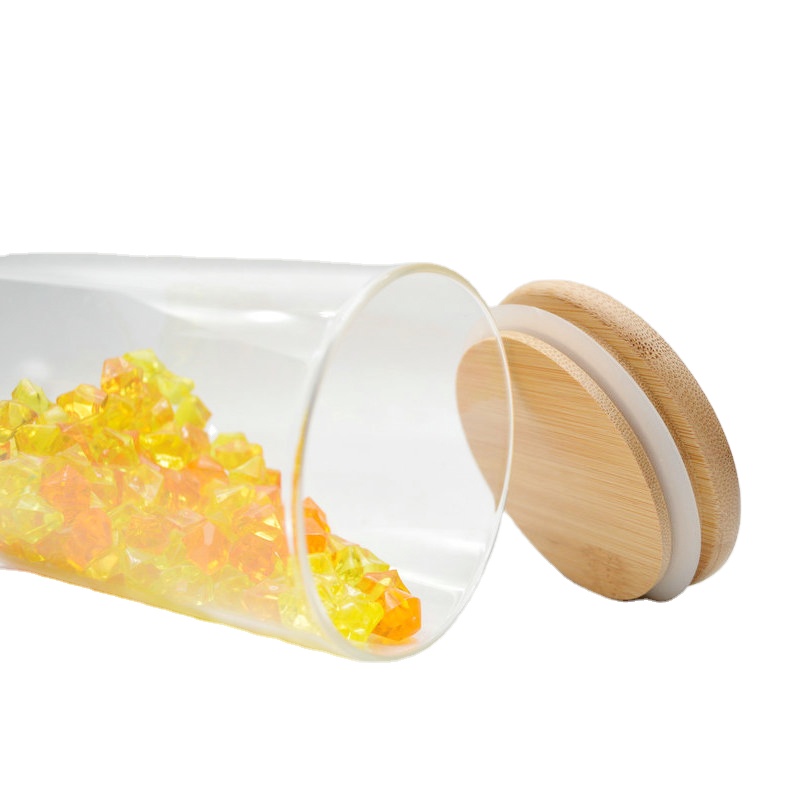 High Borosilicate Glass Jar With Bamboo Wooden Lid Storage Bottles & Jars 500ml