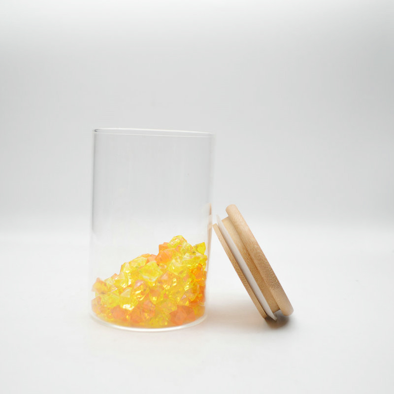 High Borosilicate Glass Jar With Bamboo Wooden Lid Storage Bottles & Jars 500ml