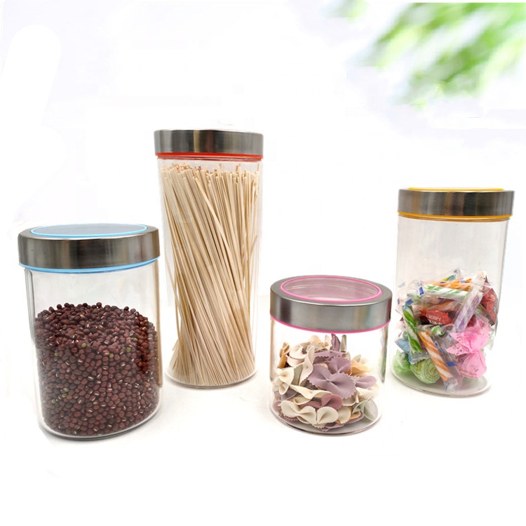 High Borosilicate Glass Storage Jars Canisters with Airtight Metal Lid