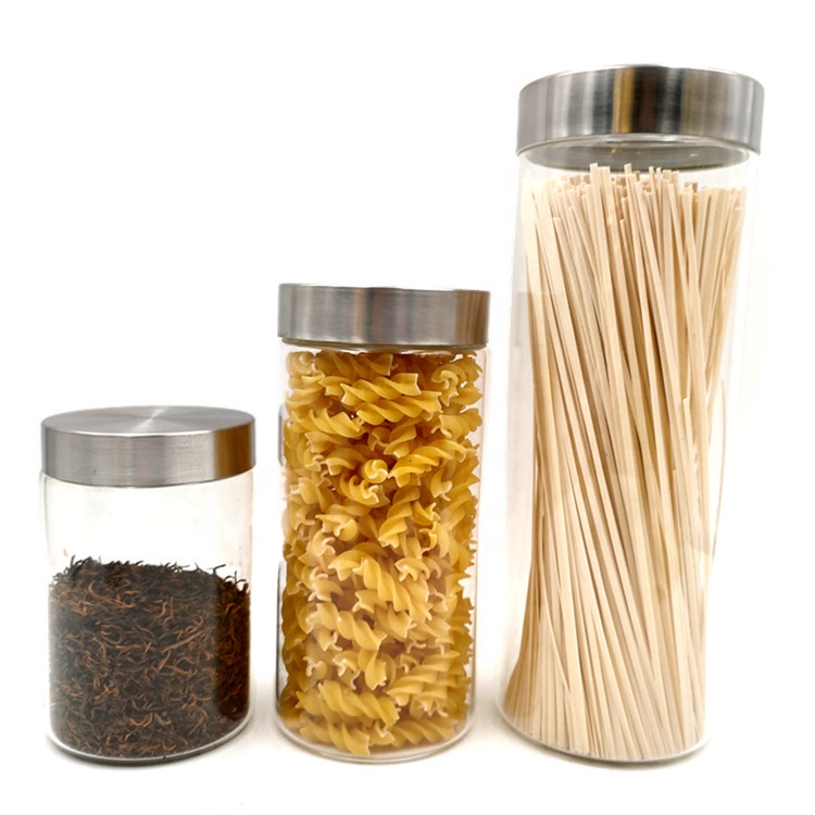 High Borosilicate Glass Storage Jars Canisters with Airtight Metal Lid