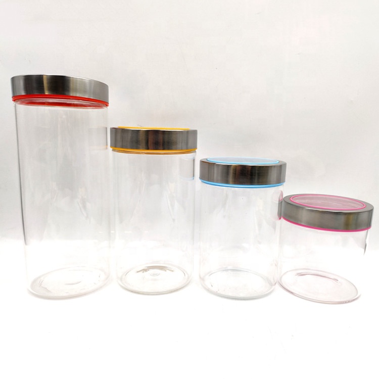 High Borosilicate Glass Storage Jars Canisters with Airtight Metal Lid