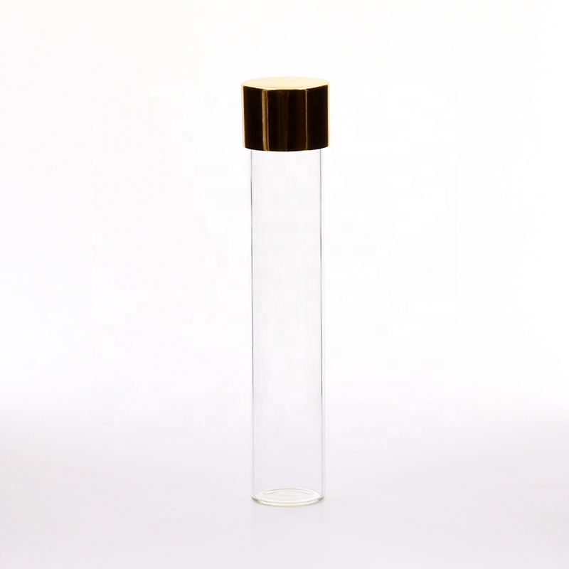 High Borosilicate Glass Storage Tube 5ml 10ml Slim Cylinder Roll On Bottle With Cap pill Storage Jar With Aluminum Screw Lid