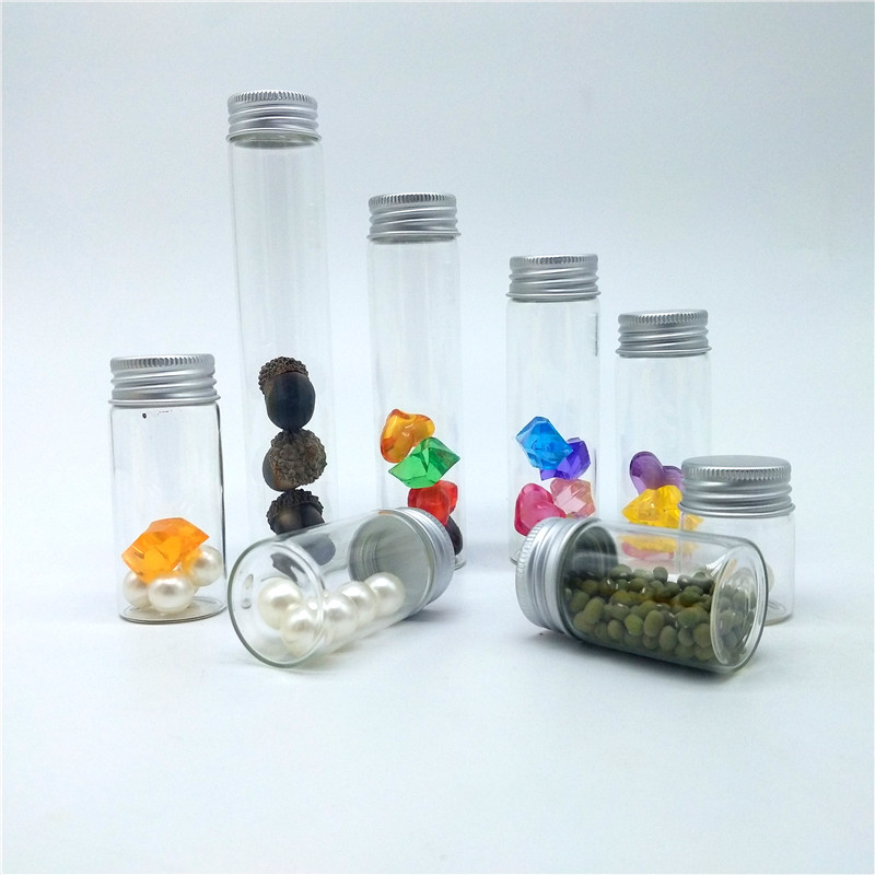 High Borosilicate Glass Storage Tube Glass Roll On Bottle With Cap Storage Jar With Aluminum Screw Lid