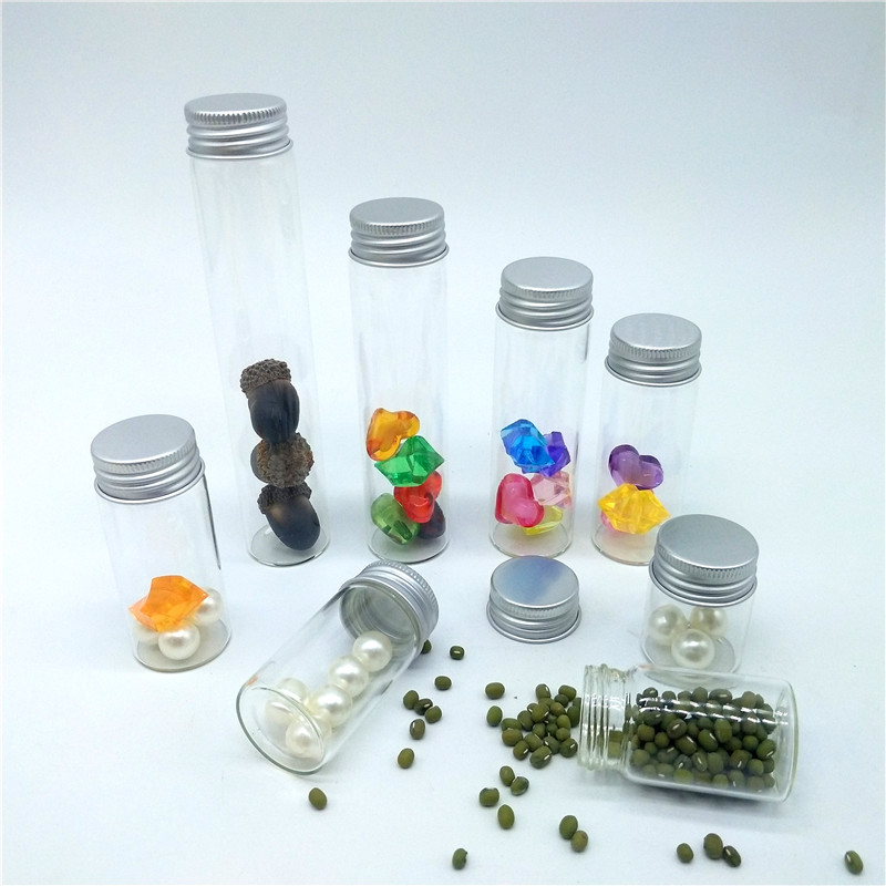 High Borosilicate Glass Storage Tube Glass Roll On Bottle With Cap Storage Jar With Aluminum Screw Lid