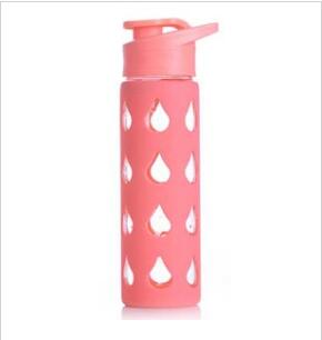 High Borosilicate Glass Water Bottle With Silicone Sleeve With Lids