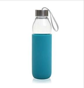 High Borosilicate Glass Water Bottle With Silicone Sleeve With Lids