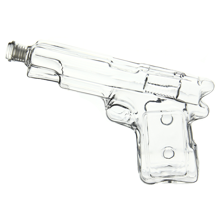 High Borosilicate Hot Sale 250ml/500ml Novelty Glass Hand Gun Bottle