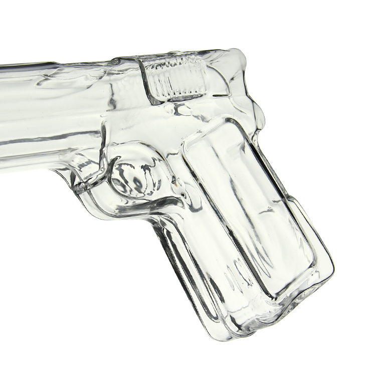 High Borosilicate Hot Sale 250ml/500ml Novelty Glass Hand Gun Bottle