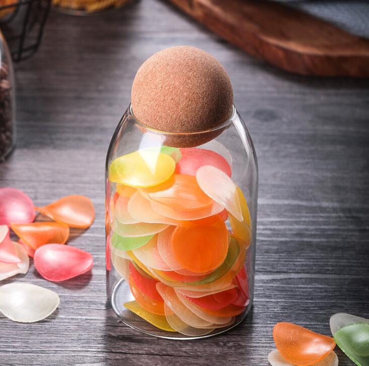 High Borosilicate Transparent Lead-Free Airtight Glass Jars Food Storage Canister With Circle Wood Lids For Tea Nuts Candy Sugar