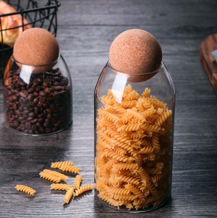 High Borosilicate Transparent Lead-Free Airtight Glass Jars Food Storage Canister With Circle Wood Lids For Tea Nuts Candy Sugar