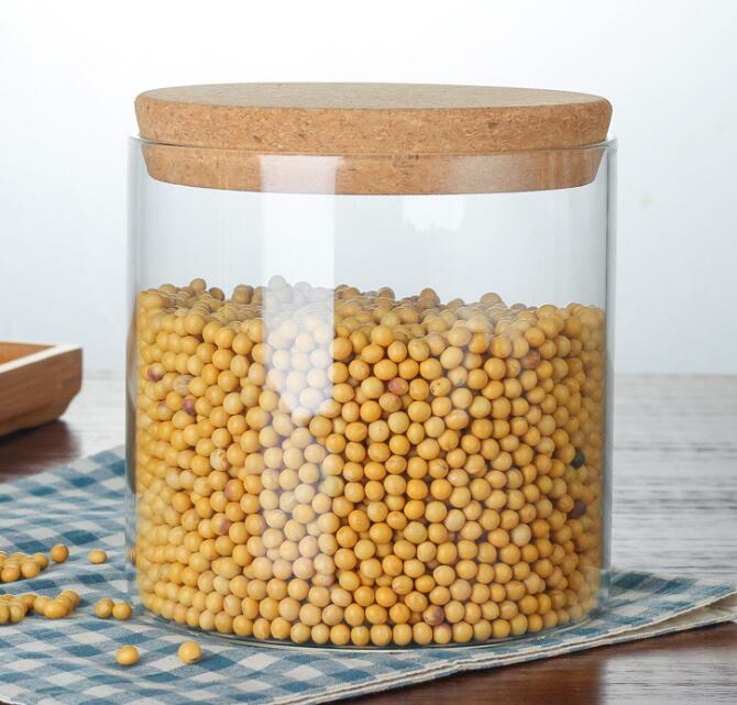 High Capacity 3 Kinds 2000ml 2500ml 3500ml Borosilicate Glass Jars With Cork/Bamboo Lids For Kitchen Storage Pantry Organization