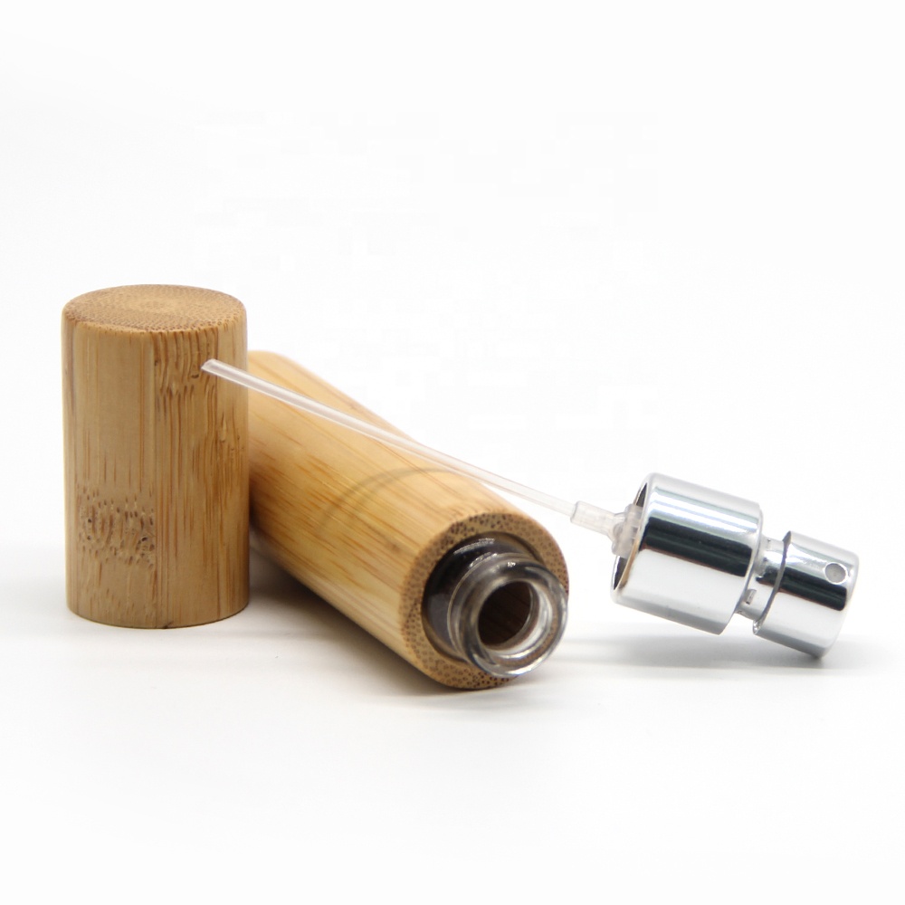 High-End Airless Bamboo Cosmetic Packaging Glass Bamboo Cap Perfume Spray Bottle