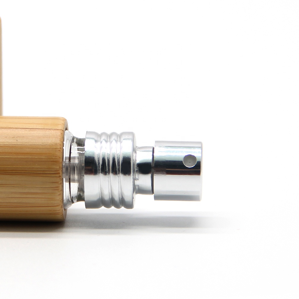 High-End Airless Bamboo Cosmetic Packaging Glass Bamboo Cap Perfume Spray Bottle