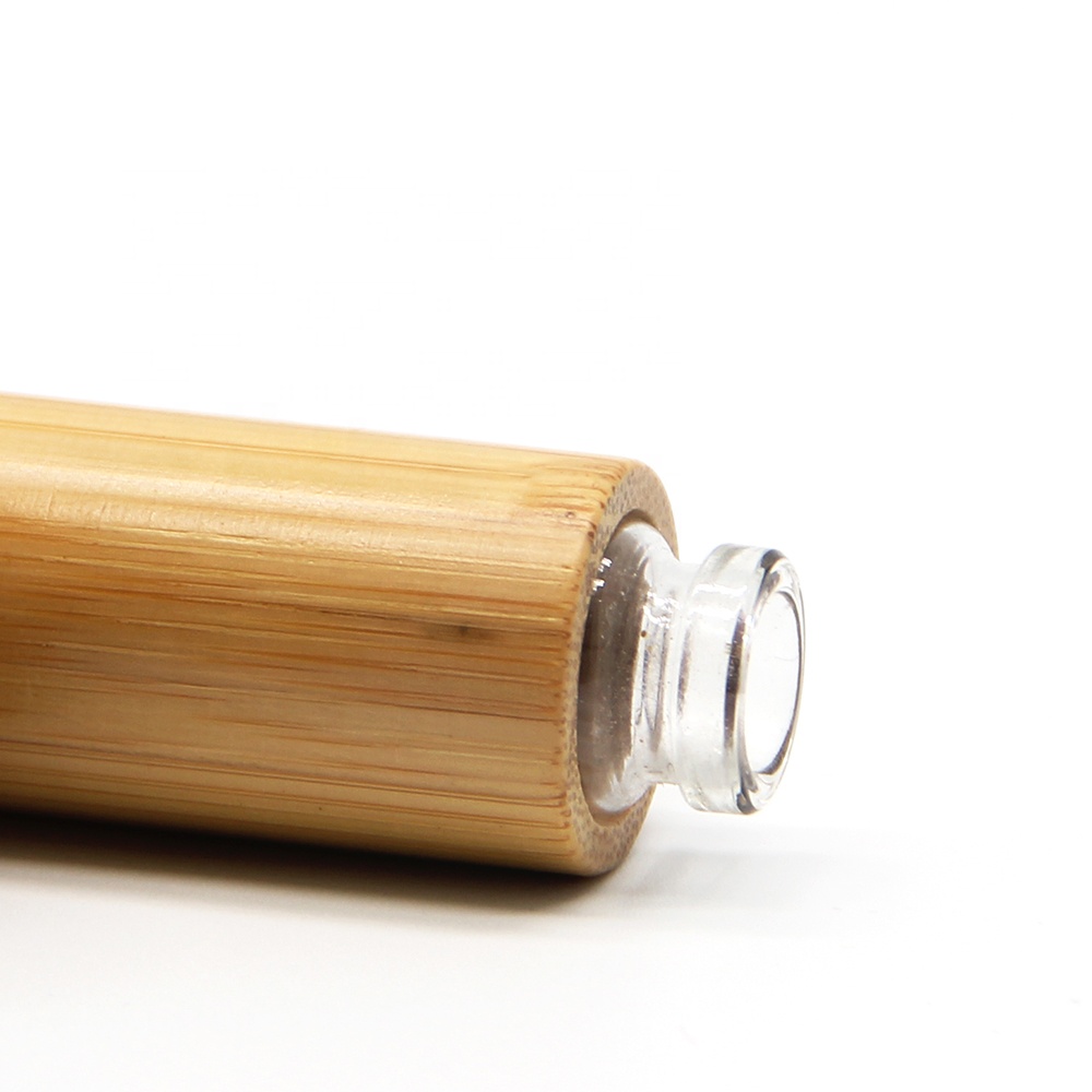 High-End Airless Bamboo Cosmetic Packaging Glass Bamboo Cap Perfume Spray Bottle