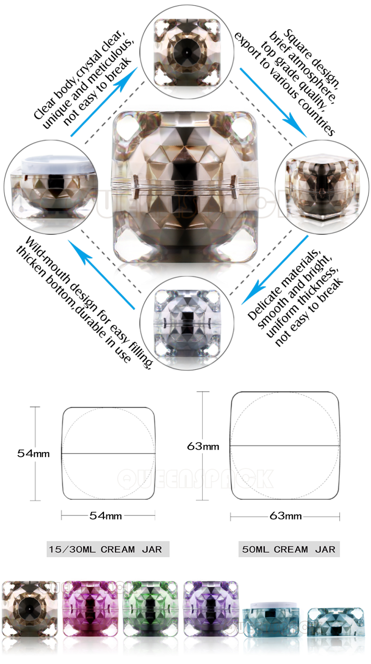 High End Cosmetic Jar Suppliers Custom Different craft 15ML 30ML 50ML Empty Jar For Acrylic