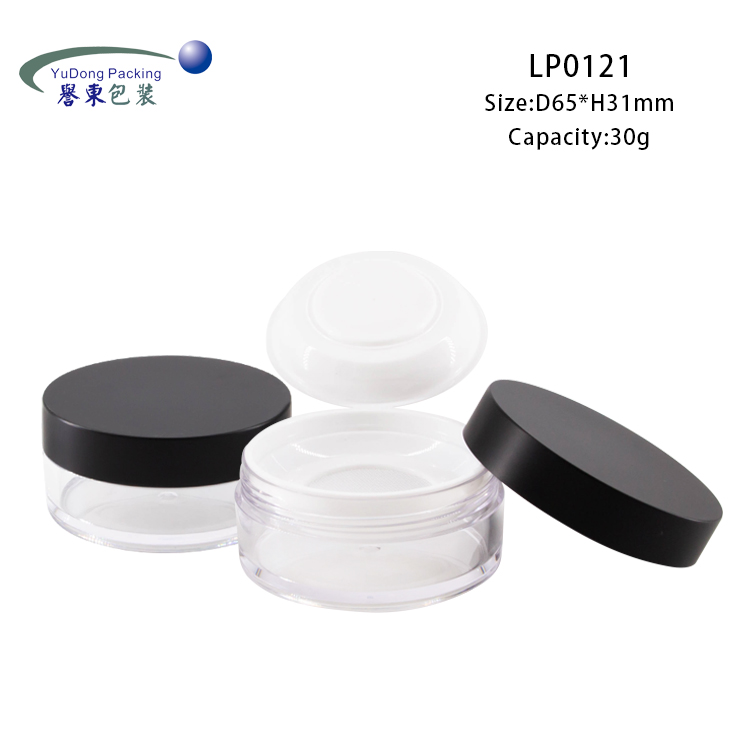 High End Cosmetic Packaging Loose Powder Container Black Empty Loose Powder Jar