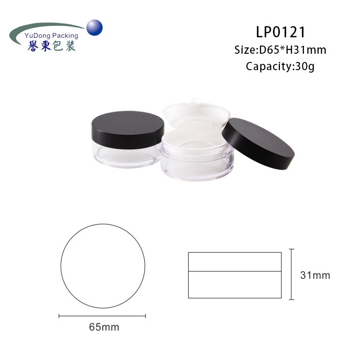 High End Cosmetic Packaging Loose Powder Container Black Empty Loose Powder Jar