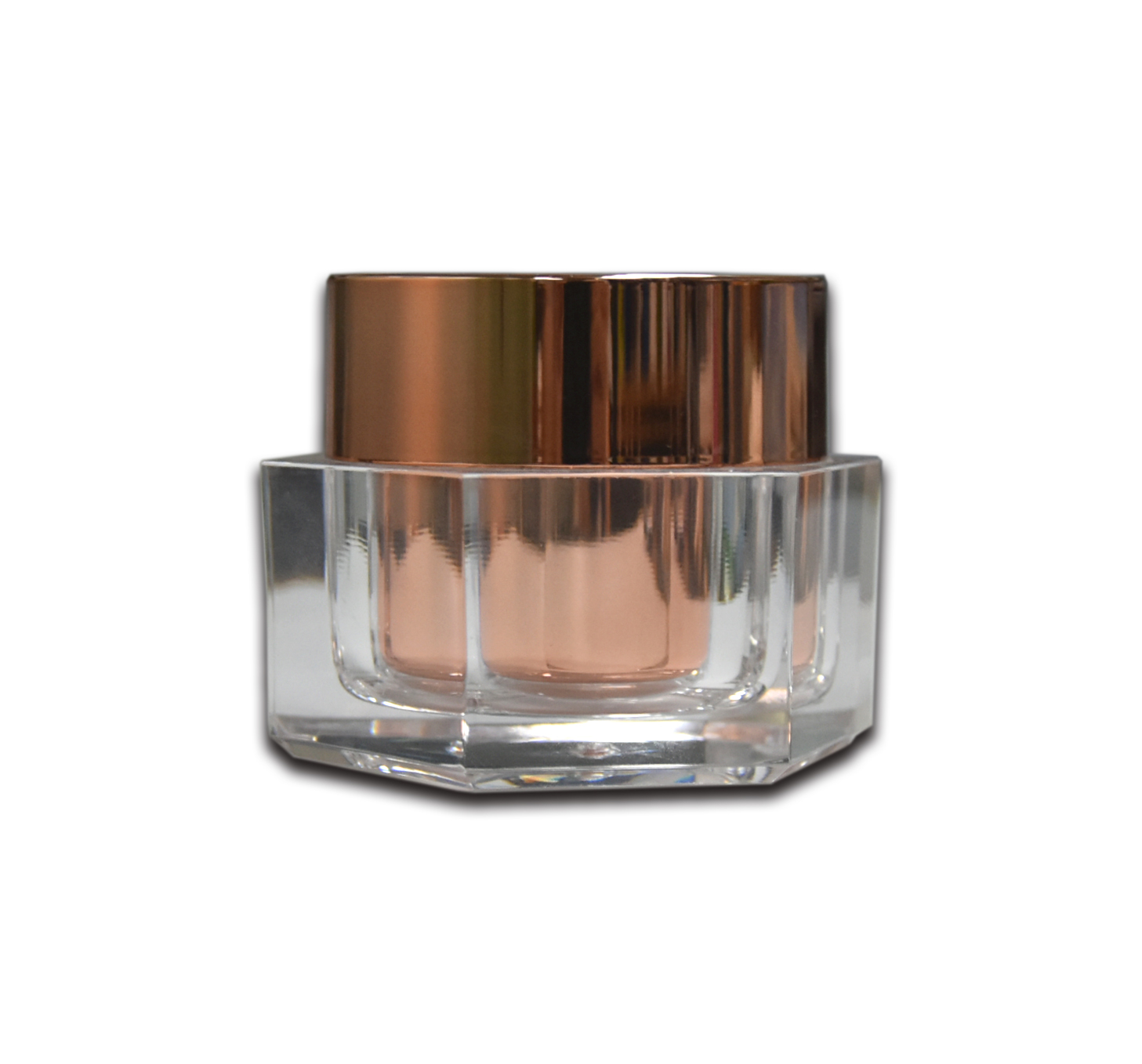 High End Cream Rose Gold Screw Cap Double Wall Empty Plastic Square Jar 50ml 50g