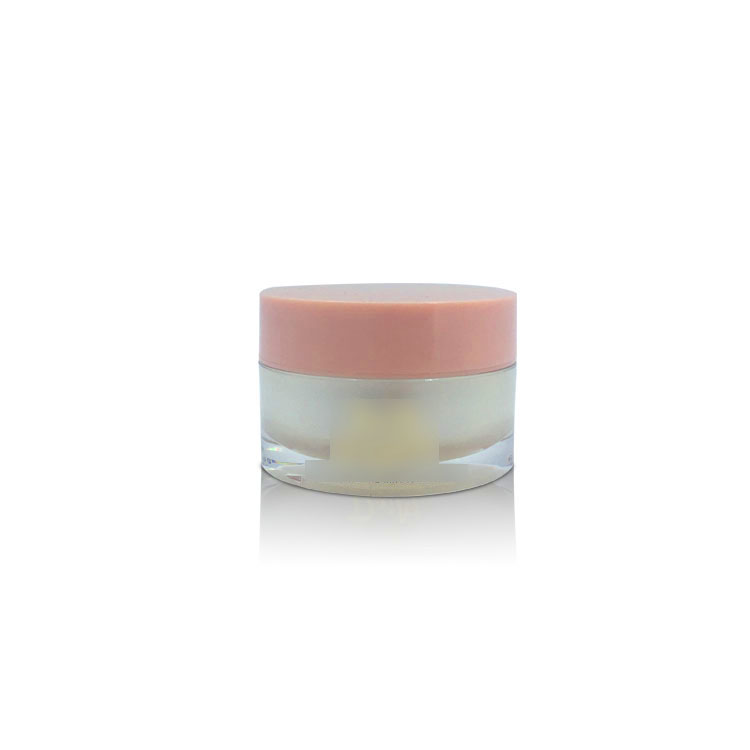 High End Luxury Acrylic Double Layer Facial Cream Skin Care Packaging Plastic Container Jar with Pink Lid