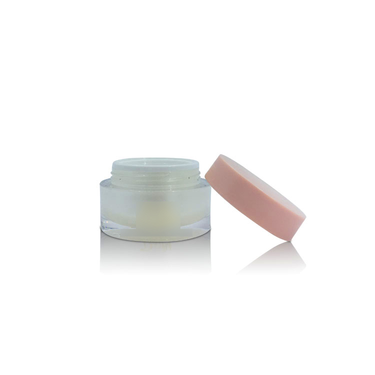 High End Luxury Acrylic Double Layer Facial Cream Skin Care Packaging Plastic Container Jar with Pink Lid