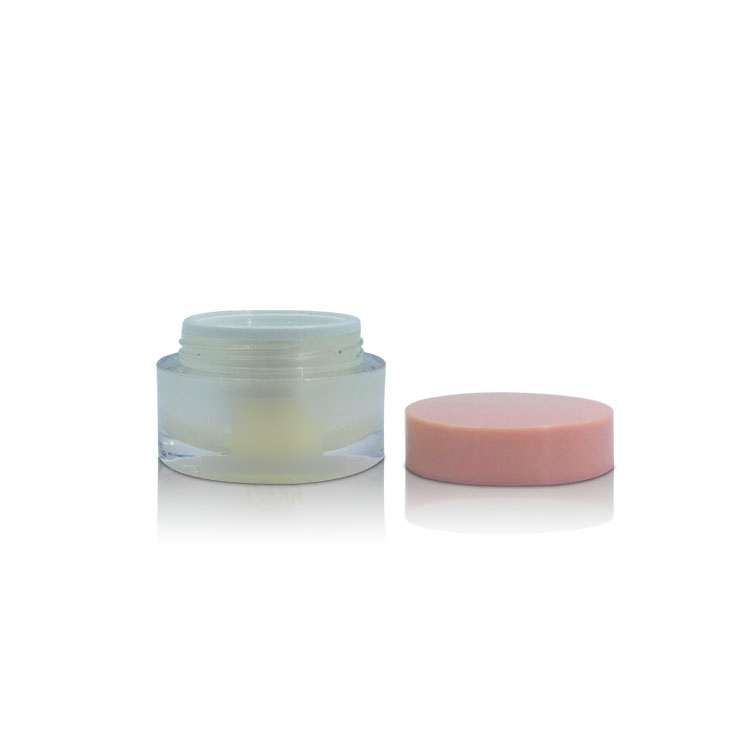 High End Luxury Acrylic Double Layer Facial Cream Skin Care Packaging Plastic Container Jar with Pink Lid