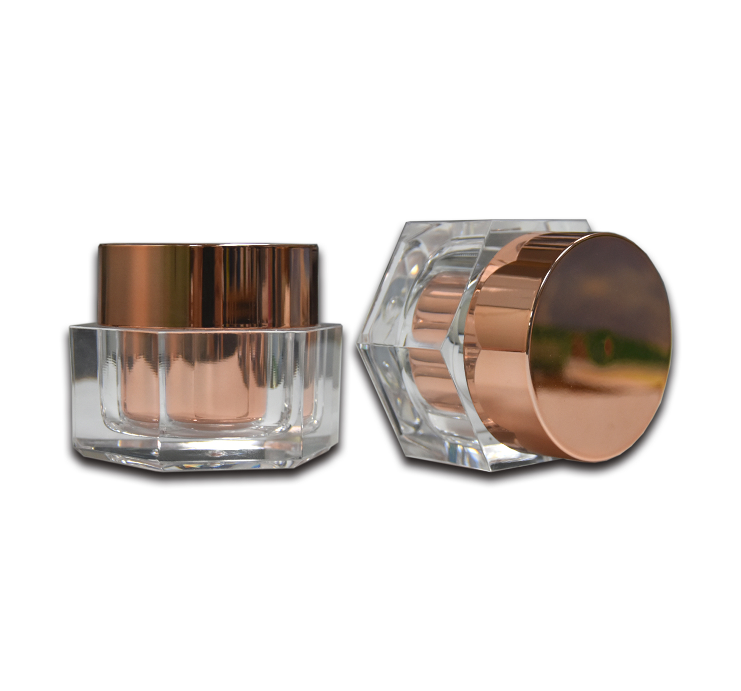 High End Rose Gold 50ml Acrylic Facial-pack Moisturizer Cream Packaging 50g Double Wall Plastic Jar