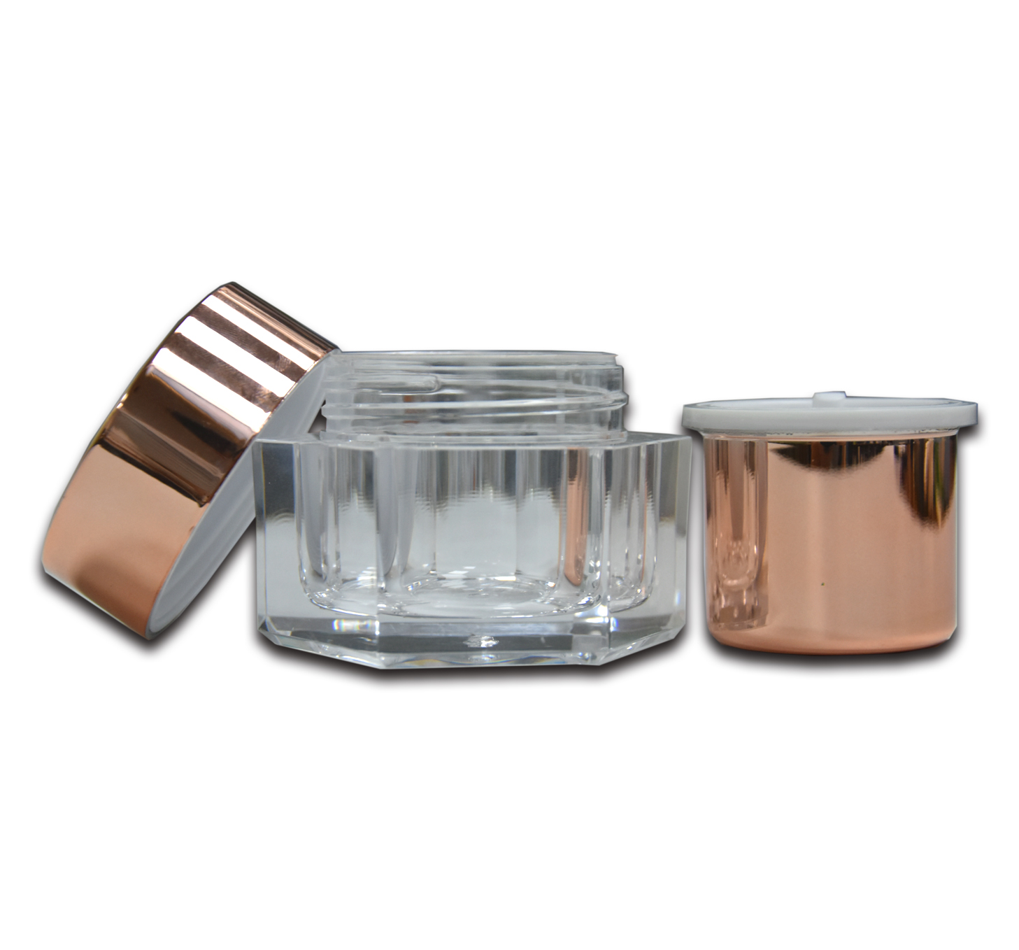 High End Rose Gold 50ml Acrylic Facial-pack Moisturizer Cream Packaging 50g Double Wall Plastic Jar