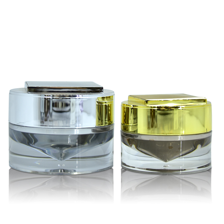 High End Round 30g 50g Empty Silver Acrylic Eye Cream Facial Mask Plastic Jar for Cosmetic Packaging Cosmetic Jars