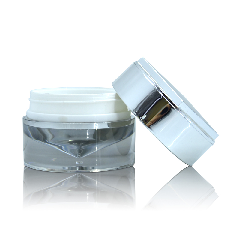 High End Round 30g 50g Empty Silver Acrylic Eye Cream Facial Mask Plastic Jar for Cosmetic Packaging Cosmetic Jars