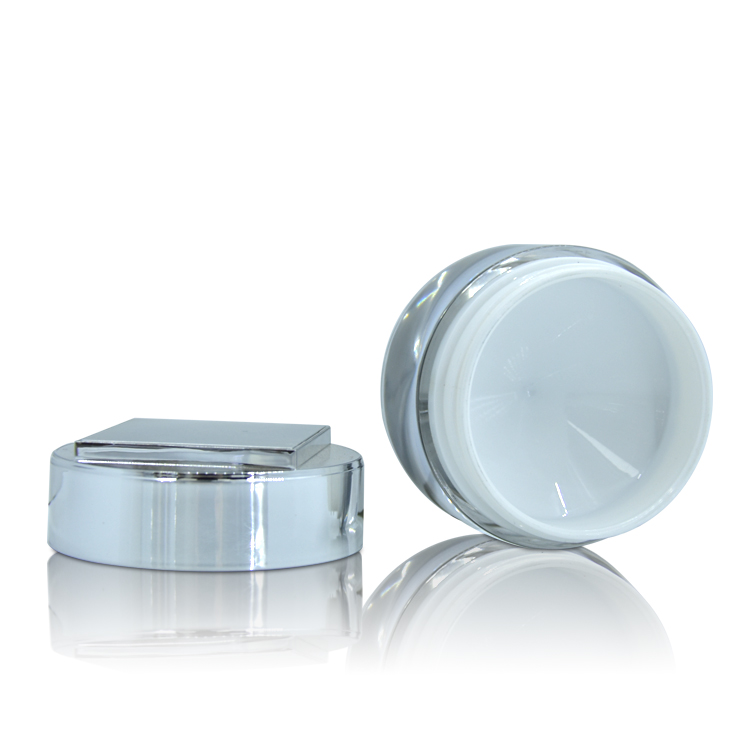 High End Round 30g 50g Empty Silver Acrylic Eye Cream Facial Mask Plastic Jar for Cosmetic Packaging Cosmetic Jars