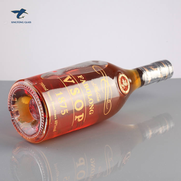 High End Screen Printing 700Ml Vodka Glass Brandy Bottle With Cap