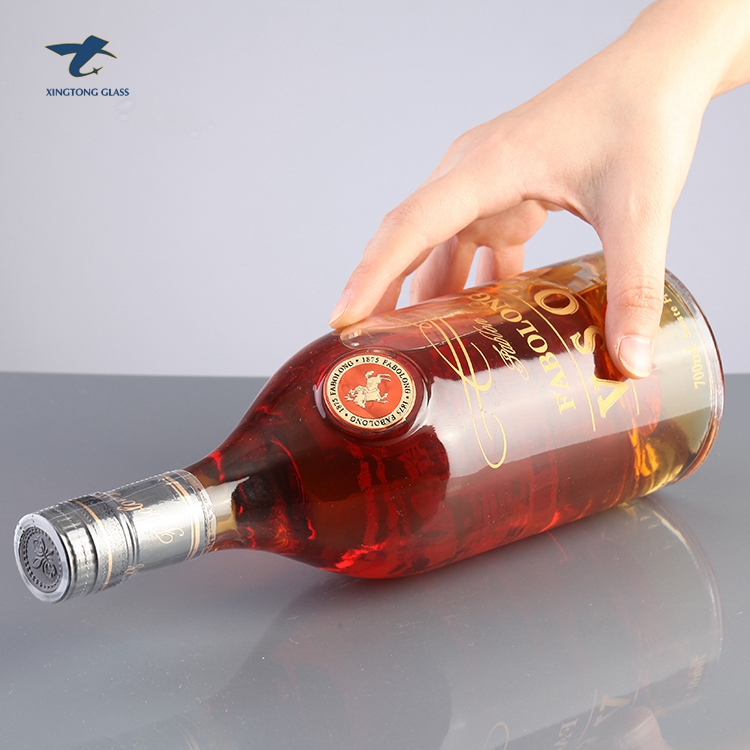 High End Screen Printing 700Ml Vodka Glass Brandy Bottle With Cap