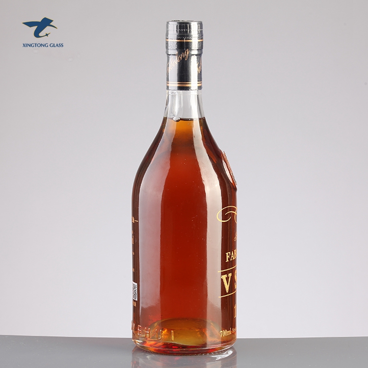High End Screen Printing 700Ml Vodka Glass Brandy Bottle With Cap