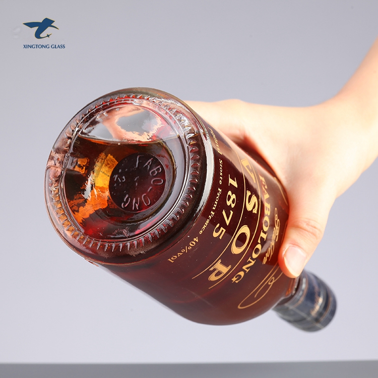 High End Screen Printing 700Ml Vodka Glass Brandy Bottle With Cap