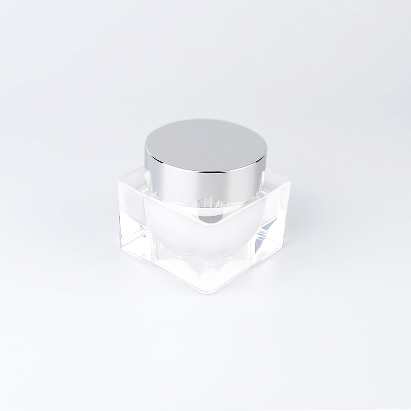 High End White Square 5g 1oz Nail Acrylic Plastic Jar Container For Cream With Silver Lid