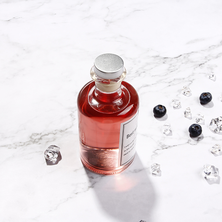 High Flint Empty 8oz 250ml Spirits Glass Bottle With Black Cork Stopper For Rum Negroni Gin Whiskey