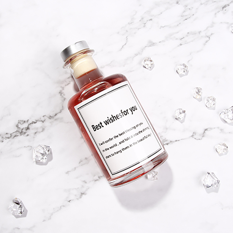 High Flint Empty 8oz 250ml Spirits Glass Bottle With Black Cork Stopper For Rum Negroni Gin Whiskey