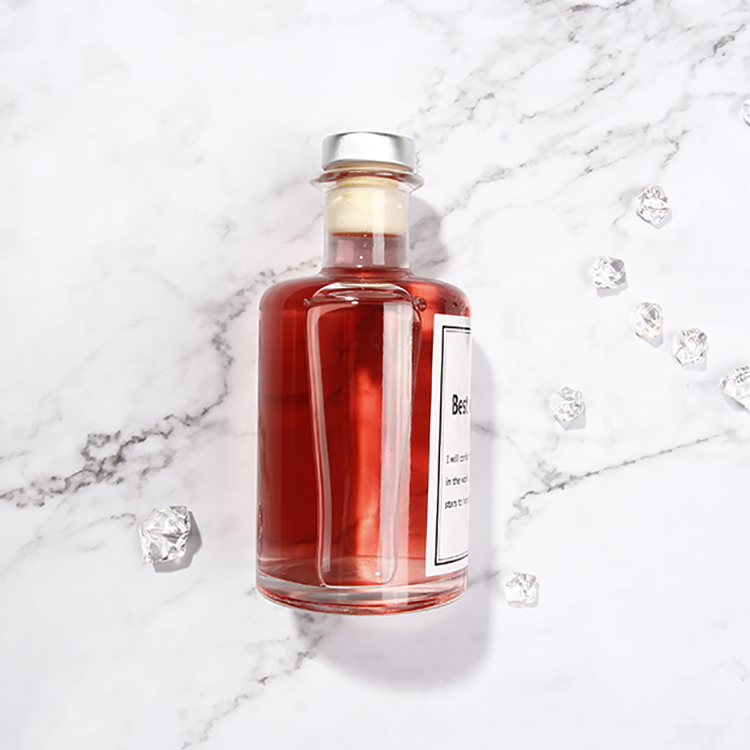 High Flint Empty 8oz 250ml Spirits Glass Bottle With Black Cork Stopper For Rum Negroni Gin Whiskey