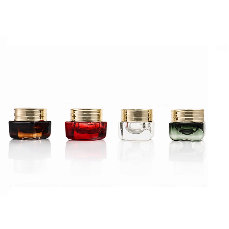 High Grade 15G Glass Eye Cream Jar Square Clear Red Green 15ml Cosmetic Facial Mask Jar Refillable Skin Care Cream Container