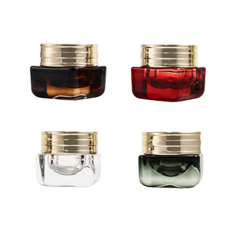 High Grade 15G Glass Eye Cream Jar Square Clear Red Green 15ml Cosmetic Facial Mask Jar Refillable Skin Care Cream Container