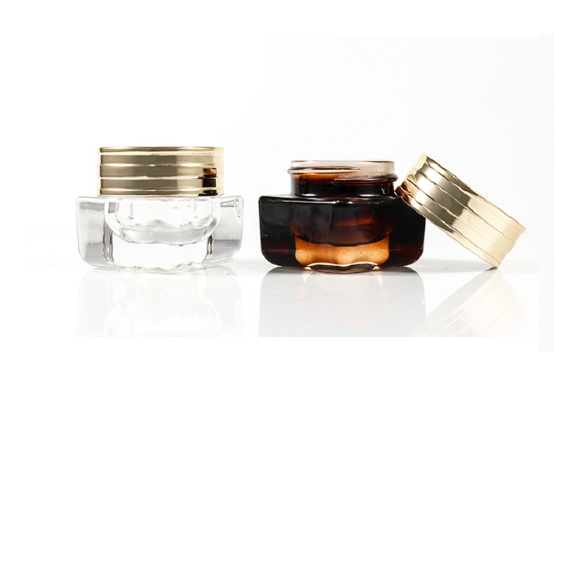 High Grade 15G Glass Eye Cream Jar Square Clear Red Green 15ml Cosmetic Facial Mask Jar Refillable Skin Care Cream Container