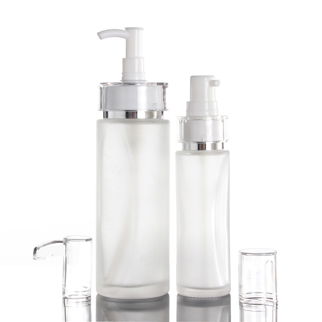 High Grade 40ml 100ml 120ml Clear Glass Body Lotion Pump Bottle With Cap