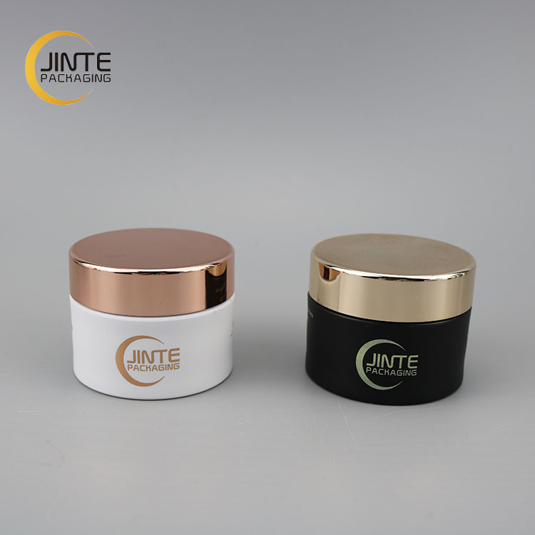 High Luxury Matte White Empty Single Thick Wall Plastic PETG Cosmetic Skincare Jars with Rose Gold Lid