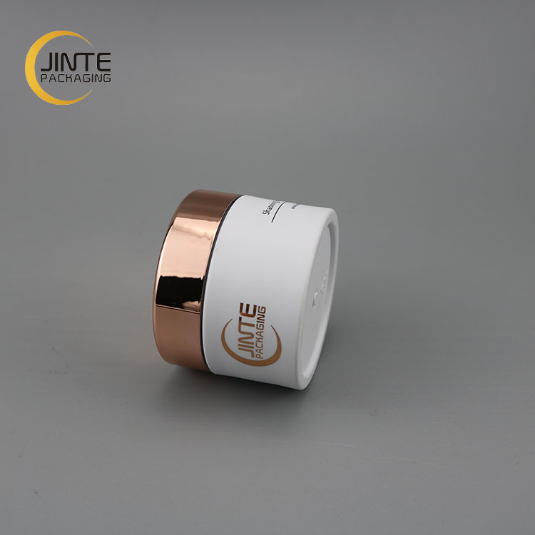 High Luxury Matte White Empty Single Thick Wall Plastic PETG Cosmetic Skincare Jars with Rose Gold Lid