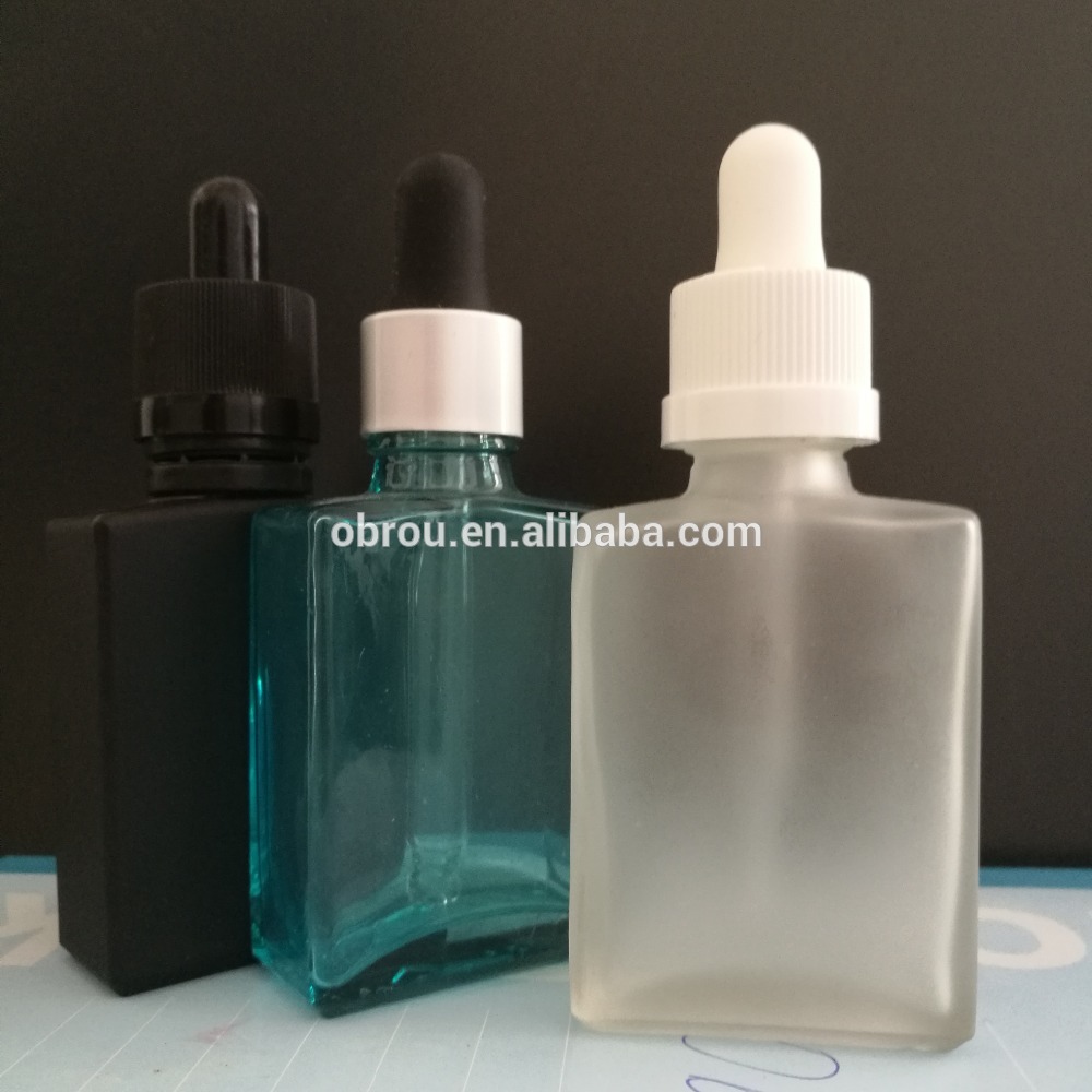 High Margin liquid 15ml 30ml square black frosted glass dropper bottle/flat glass bottle/black UV glass bottle