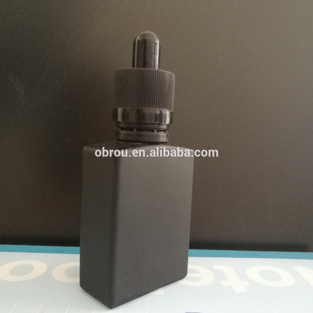High Margin liquid 15ml 30ml square black frosted glass dropper bottle/flat glass bottle/black UV glass bottle